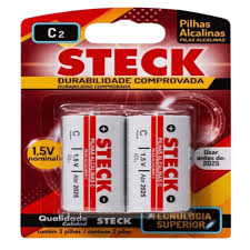 Pilha Alcalina 1.5V C Media C/2 Steck