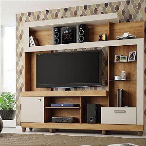 Estante para sala Sensação Caemmun - Buriti/Off White