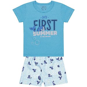 Conjunto Camiseta e Bermuda Bebê Kamylus Baby Primeiro Verão