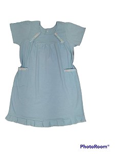 Camisola para Senhora com Manga  e com Bolso Cor Azul Claro.