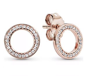 Brinco Feminino Em Prata 925 Banho Rosé E Zircônias