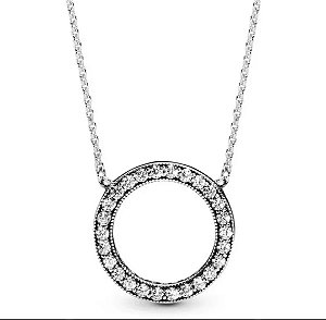 Colar Corrente Feminina Prata S925 Zircônias Corações