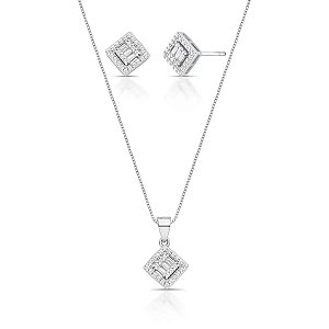 Conjunto Prata 925 Beleza Eterna Quadrado