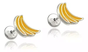 Brinco Baby Banana Prata 925 Legítima