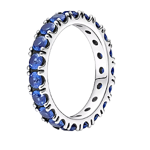 Anel Eternity Azul Em Prata 925