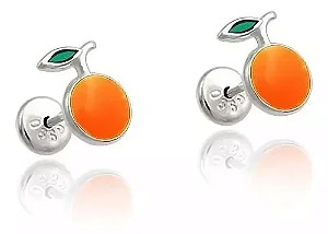 Brinco Baby Laranja Prata 925 Legítima