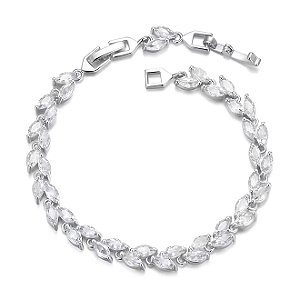 Pulseira Bracelete Feminino Banho De Prata Zircônias Luxo