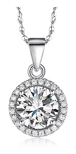 Colar Feminino Em Prata Esterlina E Zirconia