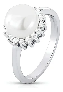 Anel Prata 925 Legítima Flor Pérola Shell Rodinado Zircônias