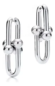 Brinco Argola Elos Feminino Banhado A Prata Elegante Luxo