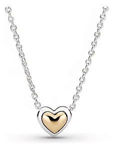 Colar Corrente Prata 925 Feminino Mini Coração Banho Ouro