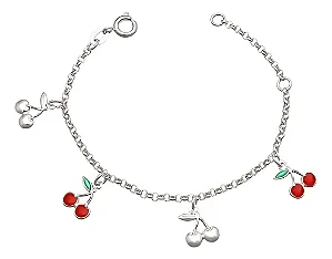 Pulseira Infantil Prata 925 Legítima Cereja Bebê Crianças
