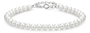 Pulseira Bracelete Perolas Pequenas Prata 925 Legítima