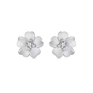 Brinco De Prata Legítima 925 Feminino Flor Delicado Pequeno