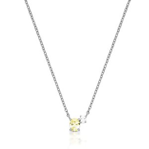 Colar Citrino Amarelo Em Prata 925 Com Banho De Ródio