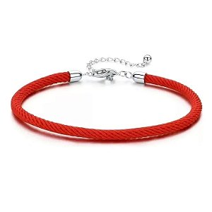 Pulseira Vermelha em Corda com Fecho em Prata 925