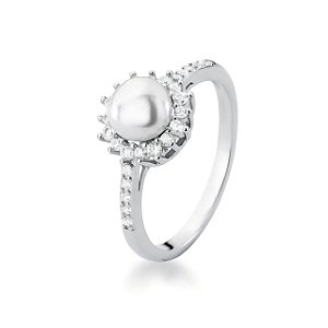 Anel Prata 925 Legítima Flor Pérola Shell Rodinado Zircônias