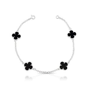 Pulseira Trevo Prata 925 Legítima Resinado Unissex 4 Trevos