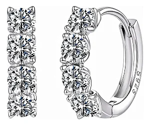 Brinco Argola Prata 925 Pedras Moissanites Diamantes Luxo