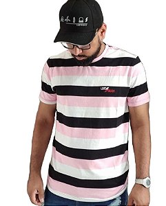 Camiseta lost masculina - Rosa Preto Branco