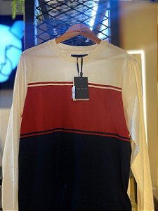 Camiseta Tommy Manga Longa Colourblock LS Tee Masculina