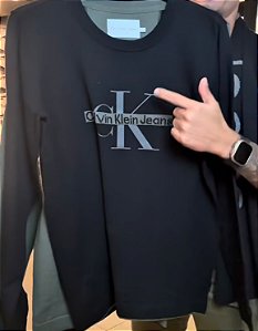 Suéter Calvin Klein Tricot Gola Careca com Reissue Masculino