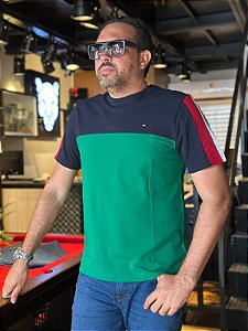 Camiseta Tommy Global Stripe Colorblock Masculina