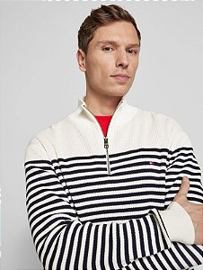 Suéter Tommy Racking Structure Zip Mock Masculino