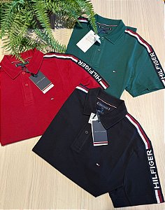 Polo Tommy Global Stripe Monotype Masculino