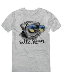 Camiseta T-shirt Masculina Bulldog Hello Summer Cinza Mescla 02 ao 08