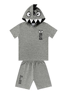 Conjunto Masculino Bebê Camiseta c/ Capuz e Bermuda Moletinho