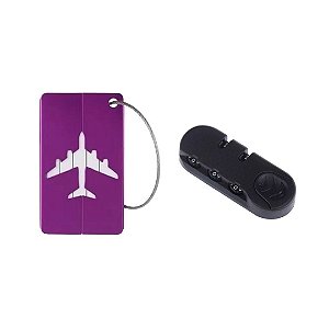 Cadeado de Mala com Tag Identificador Roxo