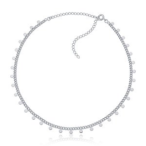 Choker com bolinhas achatadas (ródio branco)