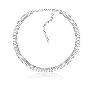 Choker mini elos (ródio branco)