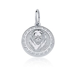 Pingente leão com zircônias (ródio branco)