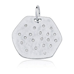 Pingente hexagonal com zircônias (ródio branco)