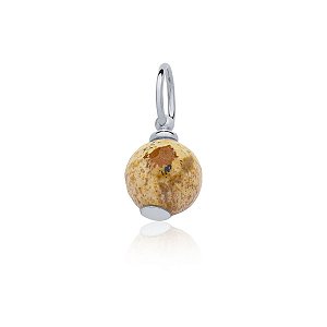 Pingente com pedra mokaita 10 mm (ródio branco)