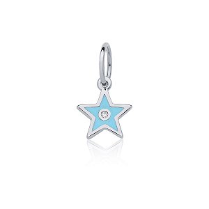 Pingente estrela azul com zircônia (ródio branco)
