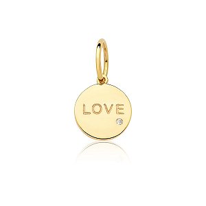 Pingente "Love" com zircônia