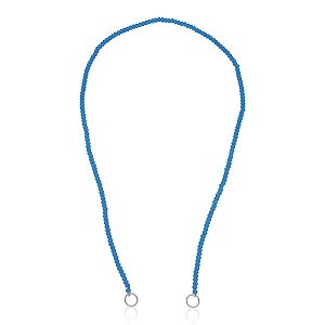 Colar para mosquetão com água marinha indiana (50 cm) (ródio branco)