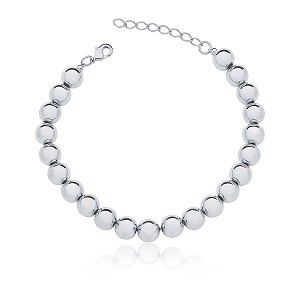Pulseira maleável com esferas (ródio branco)