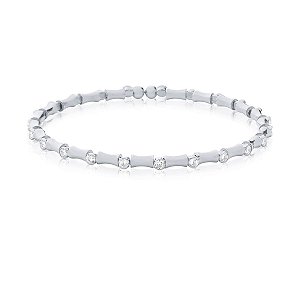 Pulseira maleável com zircônias (ródio branco)