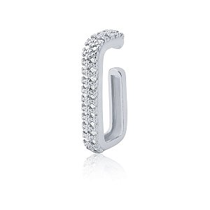 Piercing retangular com zircônias (ródio branco)