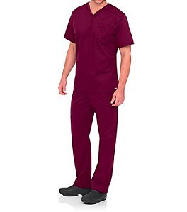 Pijama Cirúrgico masculino BORDÔ / VINHO com nome Bordado - Médico  Veterinário - Mauriza 4 Cortes Uniforme Hospitalar
