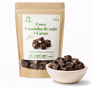 Snacks IN CUBS - Coco, castanha de caju e cacau - cubinhos de frutas- GRANEL