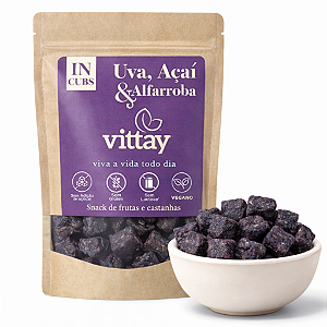 Snacks IN CUBS - Uva, Açaí e Alfarroba vegano - cubinhos de frutas- GRANEL