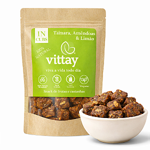 Snack IN CUBS - Tâmara, Amêndoas e Limão - cubinhos de frutas