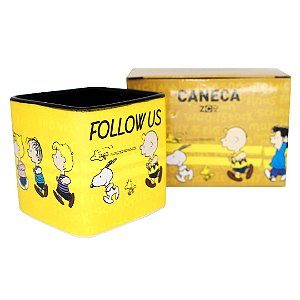 Caneca Snoopy Cubo 3D Follow Us (Siga-nos) Oficial Peanuts