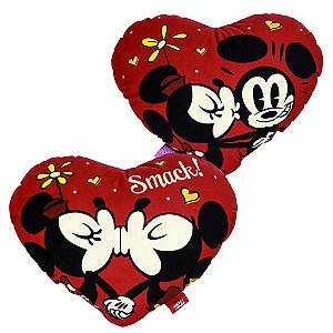 Almofada 3D Mickey Minnie Mouse Beijo Coração Oficial Disney