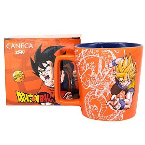 Caneca Goku Dragon Ball Z Cerâmica Laranja 400M Oficial Toei